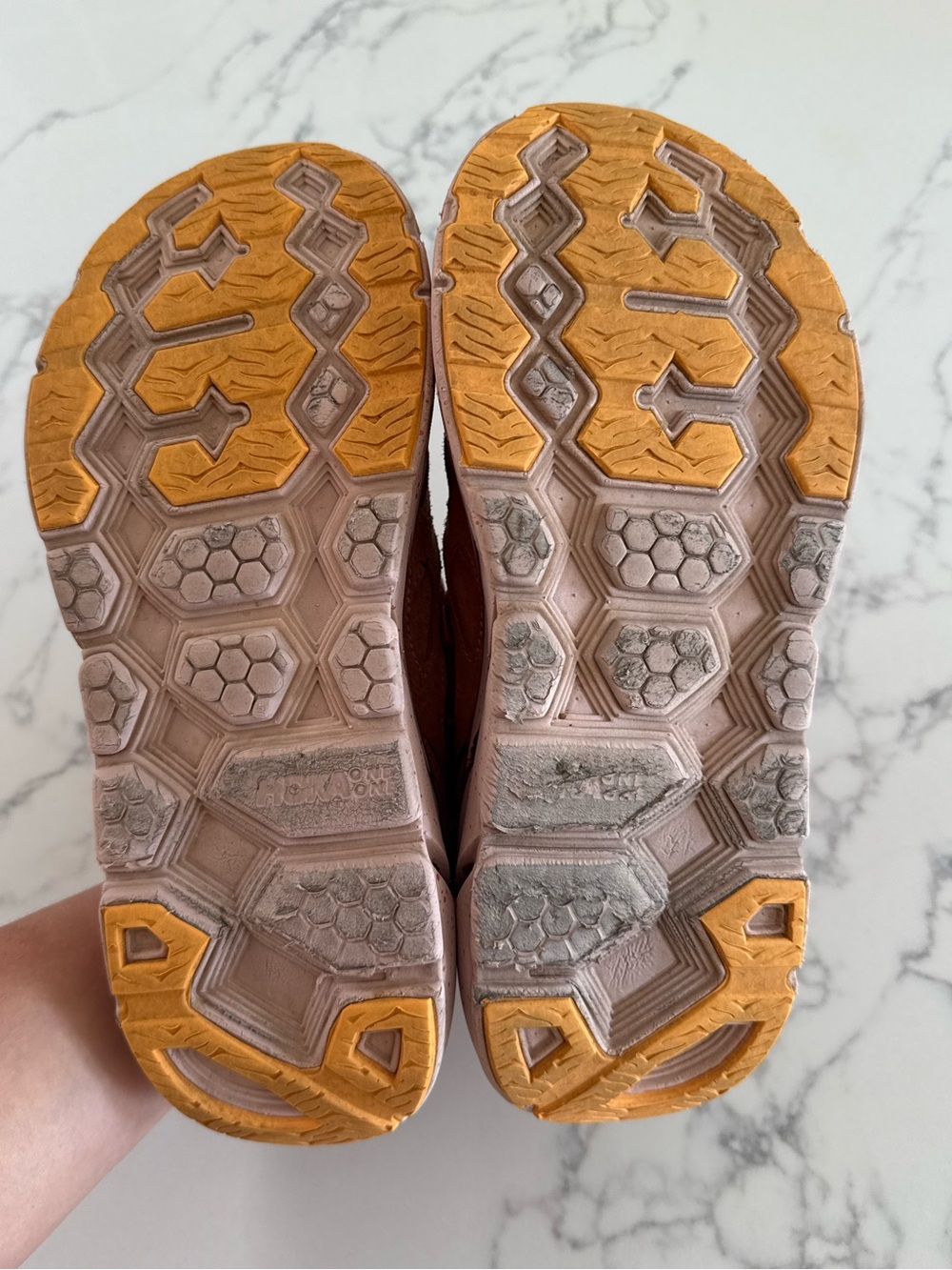HOKA Clifton L Suede Sneakers  - Earthenware / Hot Sauce - Women's 9.5 - Picture 5 of 11